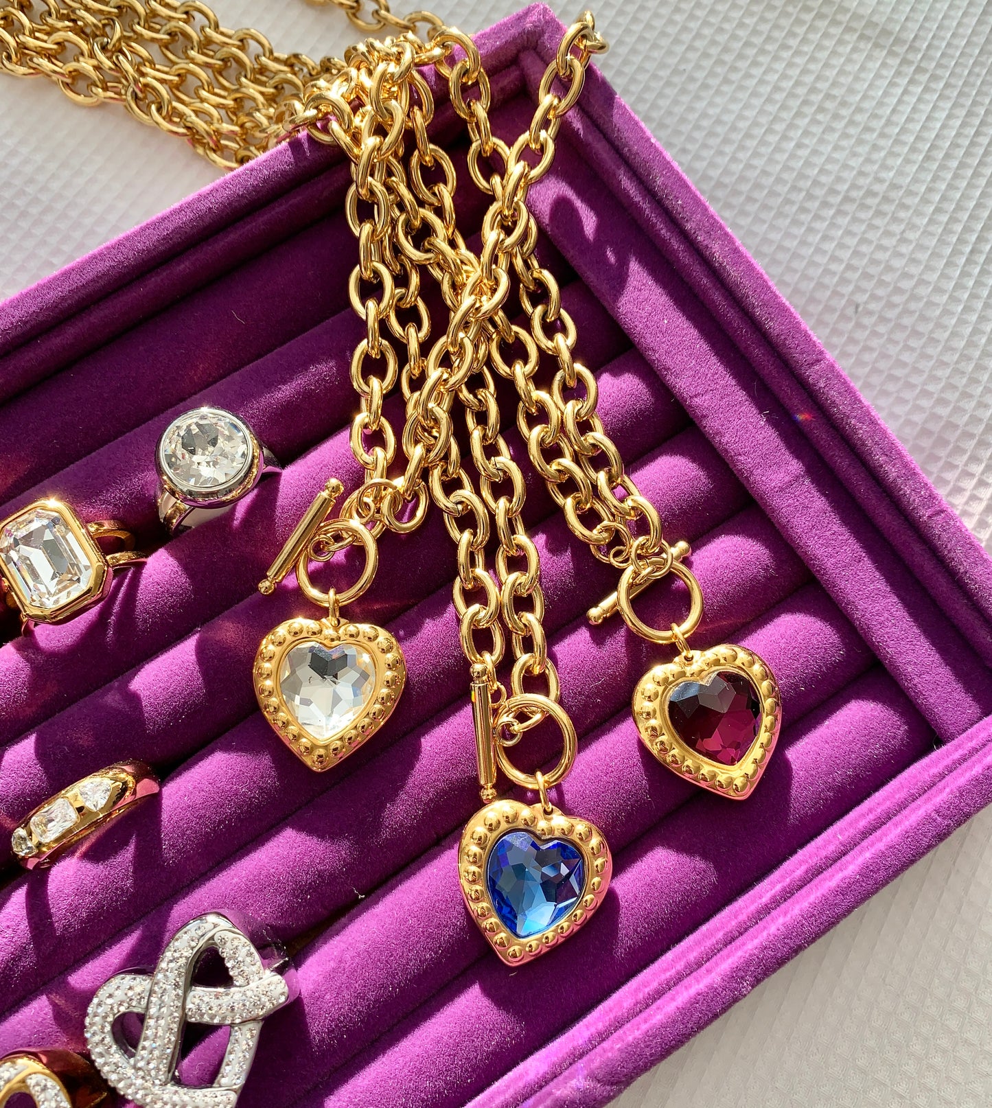 Crystal Heart Necklace - Blue - zZONE Jewelry