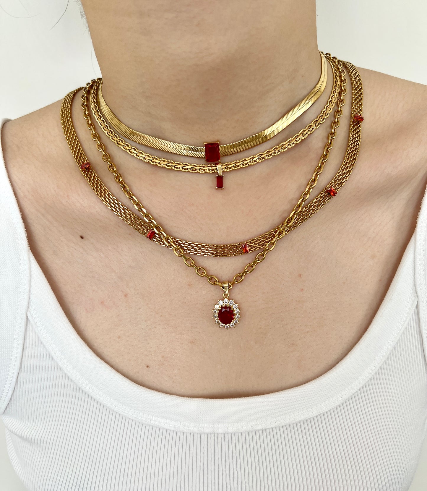 Vertebra Necklace - Ruby - zZONE Jewelry