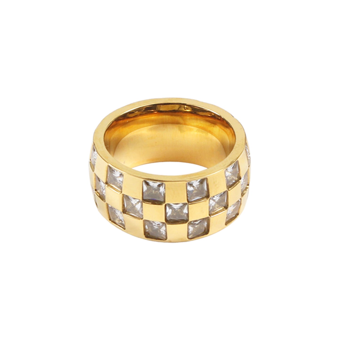 Checkerboard Ring - Crystal - zZONE Jewelry