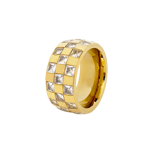 Checkerboard Ring - Crystal - zZONE Jewelry