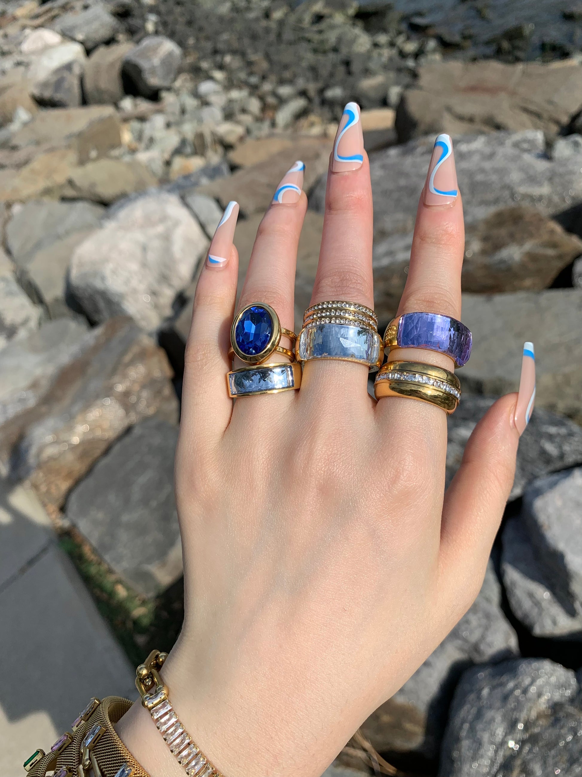 Rita Cocktail Ring - Ocean Blue - zZONE Jewelry