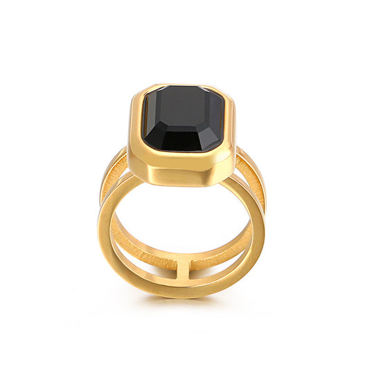 Lamarr Cocktail Ring -Obsidian - zZONE Jewelry