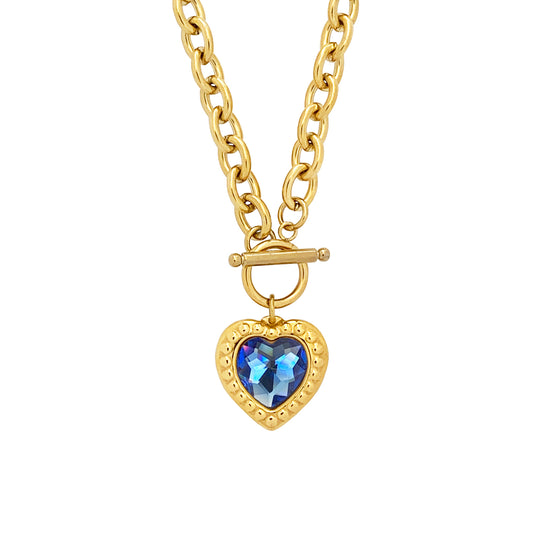 Crystal Heart Necklace - Blue - zZONE Jewelry