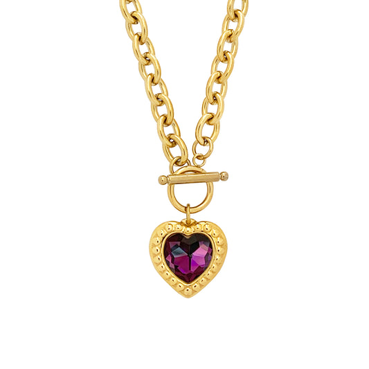 Crystal Heart Necklace - Plum - zZONE Jewelry